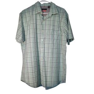 Van Heusen Traveler Men's Casual Shirt in Green Plaid L 16 16.5